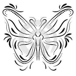 Decorative butterfly element tattoo