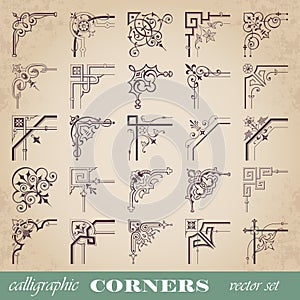 Decorative calligraphic corners in vintage style - vector set