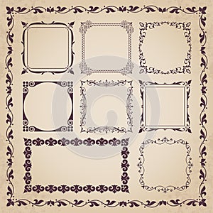 Decorative calligraphic frames in vintage style - vector set