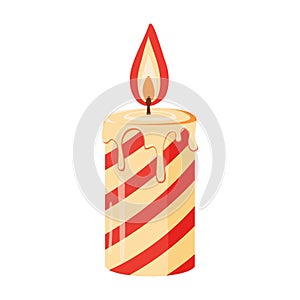 Decorative candle with red stripes.