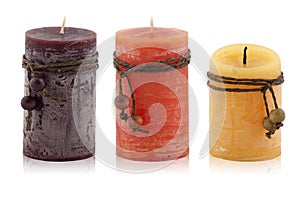 Decorative candles on a white background