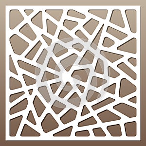 Decorative card for cutting. Abstract lines pattern. Laser cut. Ratio 1:1.