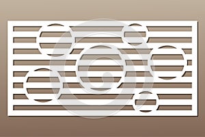 Decorative card for cutting. Circle line pattern. Laser cut. Ratio 1:2. Vector illustration