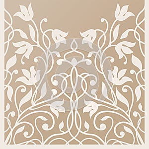 Decorative card for cutting. Flower leaf pattern. Laser cut. Ratio 1:2. Vector illustration.Decorative silhouette for cutting card