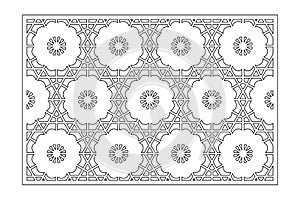 Decorative card for cutting. Geometric linear flower pattern. Laser cut. Ratio 2:3. Vector illustration