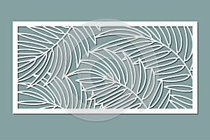 Decorative card for cutting. Palm leaf pattern. Laser cut.