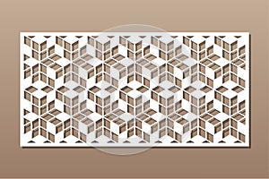 Decorative card for cutting. Recurring Artistic  Arab mosaic pattern. Laser cut