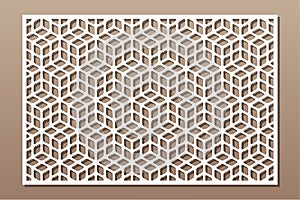 Decorative card for cutting. Recurring Artistic  Arab mosaic pattern. Laser cut