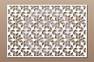 Decorative card for cutting. Recurring Artistic  Arab mosaic pattern. Laser cut