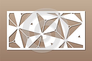 Decorative card for cutting. Recurring geometric mosaic pattern. Laser cut. Ratio 1:2. Vector illustration