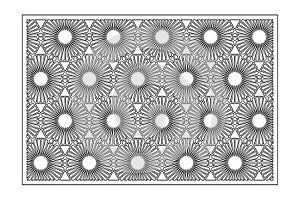 Decorative card for cutting. Recurring linear geometric mosaic pattern. Laser cut. Ratio 3:2. Vector illustration