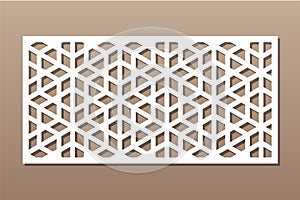 Decorative card for cutting. Repeating artistic arabic mosaic pattern. Laser cutting. The ratio is 1: 2. Vector illustration