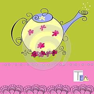 Decorative card with teapot