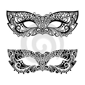 Decorative carnival masks vector illustration isolated on white