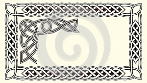Decorative Celtic knot style border element with intricate weaving pattern vector design Generative AI