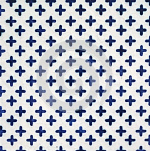 Decorative ceramic tile with plus pattern