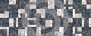 Decorative ceramic tiles with relief, natural stone texture and pattern.