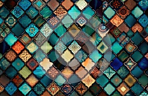 Decorative ceramic tiles. Seamless colorful. Generative AI