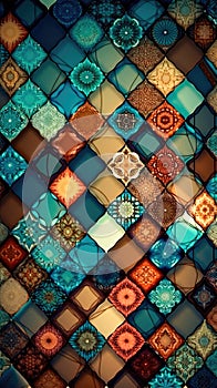 Decorative ceramic tiles. Seamless colorful. Generative AI