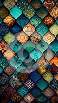 Decorative ceramic tiles. Seamless colorful. Generative AI