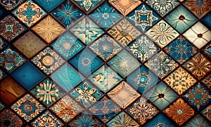 Decorative ceramic tiles. Seamless colorful. Generative AI