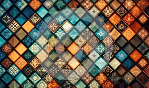Decorative ceramic tiles. Seamless colorful. Generative AI