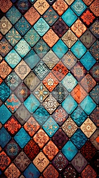 Decorative ceramic tiles. Seamless colorful. Generative AI