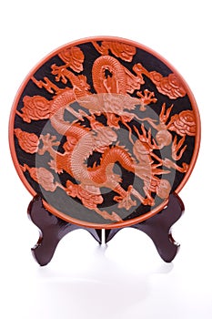 Decorative Chinese saucer on white