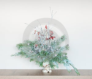 Decorative Christmas Arrangement with Pine Branches