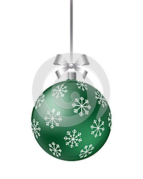 Decorative Christmas ball with ribbon and bow