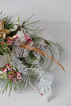 Decorative Christmas bouquet with candles