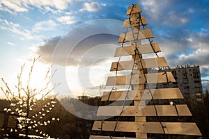 Decorative Christmas tree from boards