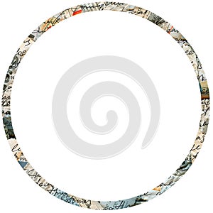 Decorative Circular Ring Border Frame With Script Collage Border Isolated On Transparent Background For Design Projects