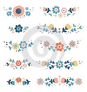 Decorative colorful floral compositions