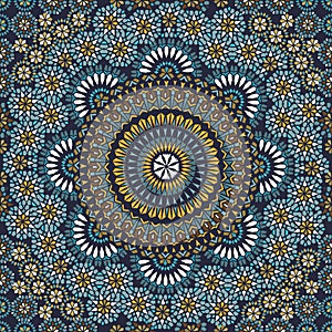 Decorative colorful seamless pattern in mosaic ethnic style. Oriental motif ornament.