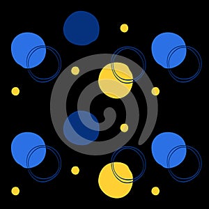 Decorative colourful circles on black background
