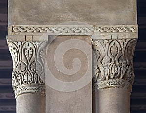 Decorative column capitals at Ibn Tulun historic public mosque, Cairo, Egypt