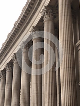 Decorative columns on the exterior of an old building