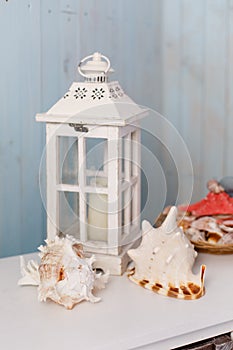 Lantern and seashells