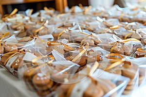 decorative cookie favors in cellophane with ties