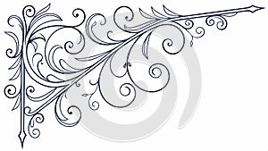 Decorative corner element with detailed floral scrollwork vector design Generative AI