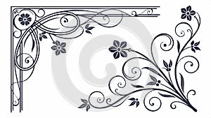 Decorative corner element with detailed floral scrollwork vector design Generative AI