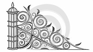 Decorative corner element with detailed floral scrollwork vector design Generative AI