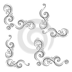 Decorative corner ornament made of wavy lines and curls