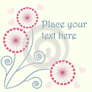 Decorative corner with three abstract heart dandel photo