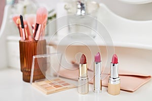 Decorative cosmetics on dressing table