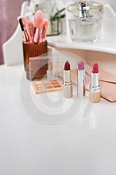 Decorative cosmetics on dressing table