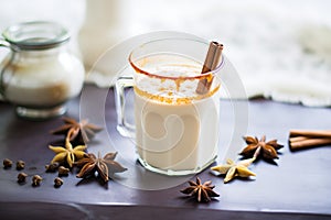 decorative cup of chai garnished with a star anise