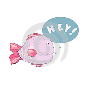 Decorative  cute fish with text balloon