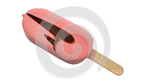 Top view of a strawberry-flavored ice cream bar. photo